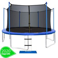 ORCC New Upgrade 15 14 12 10 FT Trampoline with Safety Enclosure Net Wind Stakes Rain Cover Ladder,Outdoor Trampoline with TUV Certificated