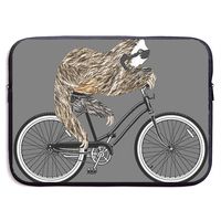 HOODSWOP Cycling Sloth Print Waterproof Laptop Sleeve, Laptop Sleeve Bag- Stylish Cute Neoprene Notebook Carrying Case Handbag for 13" 15"