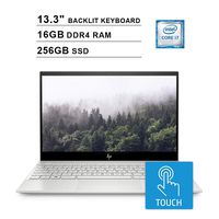 HP 2019 Envy 13.3 Inch 4K IPS Touchscreen Laptop (Intel Quad Core i7-8565U up to 4.6 GHz, 16GB RAM, 256GB PCIe SSD, NVIDIA GeForce MX250, Backlit Keyboard, WiFi, Bluetooth, HDMI, Windows 10 Home)