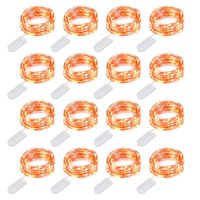MUMUXI 16 Pack Fairy Lights Battery Operated (Included) 10ft 30 LED Mini String Lights Waterproof Copper Wire Firefly Starry Lights for Halloween Party Christmas Festivals Decorations, Orange