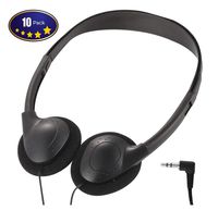 Deal Maniac Wholesale Over-Ear Headphones - Low-Cost Bulk Stereo Headphones for Students, Classroom, Library - 10 Pack Black Headphones