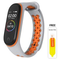 Mijobs Mi Band 3 Strap, Replacement Wristband for Xiaomi Mi Band 4 Sport Version Soft Silicone Wrist Strap Anti-Lost Perforation Double-Color Waterproof Replacement Wristband Strap (Gray and Orange)