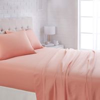 AmazonBasics Lightweight Super Soft Easy Care Microfiber Sheet Set with 16" Deep Pockets - Queen, Peachy Coral