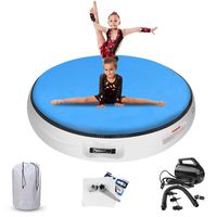 FBSPORT 140x20cm Round Inflatable Gymnastics Air Track Tumbling Mat Airtrack Mats for Home Use/Training/Cheerleading/Yoga/Water with Pump