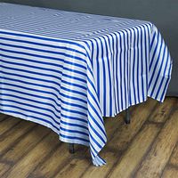 Lovable Stripes Table Cloth 90 Inch X 156 Inch - White / Royal Blue