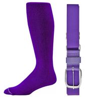 Joe's USA - Baseball Socks & Belt Combo Set (All Sizes & Colors Available) (Purple, Youth (7-9))