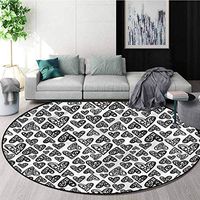 RUGSMAT Doodle Modern Machine Round Bath Mat,Romantic Hearts Pattern Lifts Basket Swivel Chair Pad Coffee Table Rug Diameter-31