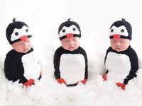 Newborn Baby Crochet Knitted Photography Props Animal Costume Set Penguin Sleeping Bag