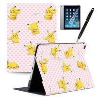 LJX iPad Mini 5 Case, Cartoon PU Leather Stand Flip Cover Cute Pikachu Patterns Protection Smart Auto Sleep/Wake Shell for Apple iPad Mini 5 A2133,A2124,A2126,A2125#F