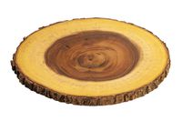 Villa Acacia Live Edge Wood Farmhouse Serving Platter 12 Inch, Natural and Organic Raw Bark Edge, Single, Large