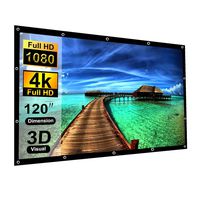 120 Inch Projection Screen Blibro 16:9 HD Foldable Anti-Crease Portable Projection Movies Screen for Home Theater Outdoor Indoor Support Double Sided Projection 4K 3D