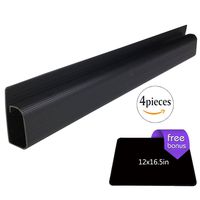 Cable Management | 4 16 Inch Pieces | Large J Channel Cable Raceway | Hardware Included | TV | Home | Office | Floor | Adhesive Wire Tray | Cable Hiding (Black)