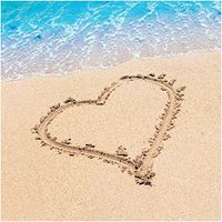 Creative Converting 16 Count Beach Love 3-Ply Paper Beverage Napkins, Blue/Yellow