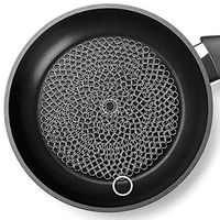 Amagabeli 7”x7” 316 Stainless Steel Cast Iron Cleaner Chainmail Scrubber for Cast Iron Pan Skillet Cleaner for Dishes Glass Pre-Seasoned Cast Iron Pot Seasoning Protection Cookware Accessories