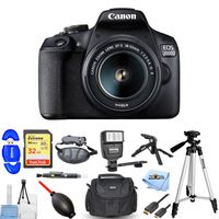 Canon EOS 2000D / Rebel T7 with 18-55mm is II Lens Pro Bundle with 32GB SD, Flash, Tripods, Gadget Bag + Much More
