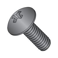 Steel Truss Head Machine Screw, Black Oxide Finish, Meets ASME B18.6.3, #2 Phillips Drive, #8-32 Thread Size, 5/16" Length, Fully Threaded, Imported (Pack of 100)