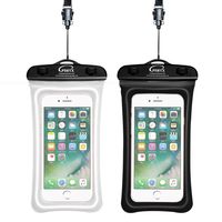 PSHYX 081 Universal 100 Feet Waterproof Phone Pouch Waterproof Bag with Inflatable Ring Compatible for iPhone Samsung Google Motorola LG Phone up to 7 Inch (Black and White, Pack of 2)
