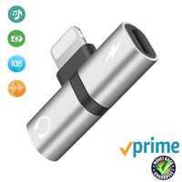 Headphone Jack Adapter for iPhone X/XS/XS MAX/XR/8/8Plus/7/7Plus Headset Adaptor Splitter Earphone Dongle Connector Convertor 2 in 1 Accessories Car Chargers,Quick Charge Fast Car Adapter,Sliver-Black