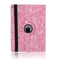 MeiLiio iPad Case Air 2,Premium Vintage Floral Pattern，Flip Folio Stand PU Leather Hard High Impact Slim Protective Flowers Bumper Cover Case (iPad air 2,Pink)