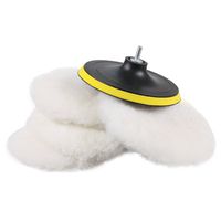SPTA 6 Pcs 6 Inch Polishing Buffer Wool and Wheel Polishing Pad Woolen Polishing Waxing Pads Kits with 5/8"-11 Drill Adapter and Backing Plate for Car Polisher