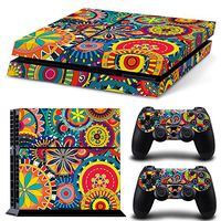 eSeeking Whole Body Vinyl Skin Sticker Decal Cover for PS4 Console and 2PCS Controllers Skins Colorful Flower Plate