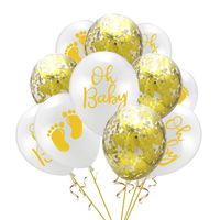 HuntGold 10Pcs 12 Inch Confetti Balloon Oh Baby Latex Balloons Round Shape Party Decor for Baby Shower Decorations- A