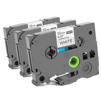 Zencoma 12mm .47 Laminated White Tz Tape Compatible with Brother Ptouch Label Maker Machine, PTD210, PTH110, PTD600, PTD400AD, PT-P710BT, 3-Pack