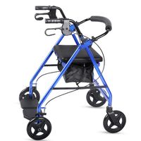 EGCLJ Lightweight Rollator Walker with Pedal - with Seat and Wheels - Elderly Folding Walker with Backrest - Supports Up to 300 Lbs, 8 Inch Wheels (Color : Blue)