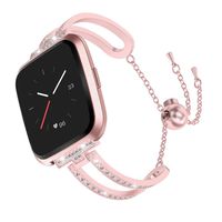 Glebo Bracelet Compatible with Fitbit Versa/Versa 2/Versa Lite/Versa SE Band Rose Gold, Metal Fit Bit Versa Watch Band Bangle Wristbands Straps Accessories for Fitbit Versa Bands for Women, Rose Gold