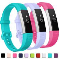 GEAK Compatible with Fitbit Alta and Alta HR Band, Soft Classic Accessories Sport Bands Compatible for Fitbit Alta HR/Fitbit Ace,Lilac Teal and Rose,Small