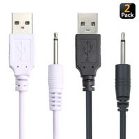 Bemexred Replacement 2.5mm DC Charging Cable USB Adapter Cord 2.5mm Fast Charging Cord (Black+White)