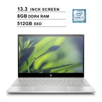 2020 HP Newest Envy 13.3 Inch FHD Laptop(8th Gen Intel 4-Core i7-8550U up to 4.0GHz, 8GB DDR4 RAM, 512GB SSD, Intel UHD Graphics 620, WiFi, Bluetooth, HDMI, Windows 10, Silver) (Renewed)