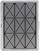 Silver Geometric Pattern 2 Compact (9 Kings) Metal-Plated Cigarette Case & Stash Box