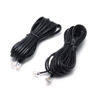 Sscon 16.4ft Black Telephone Landline Extension Cord Cable Line Wire with Standard RJ-11 6P4C Plug - Pack of 2