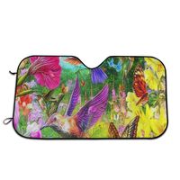Windshield Sun Shade, Car Window Shade as Bonus Keep Vehicle Cool Protect Your Car from Sun Heat & Glare Best UV Ray Visor Protector -Painting Hummingbird Butterfly
