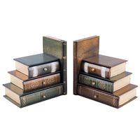 Fasmov Books Wood Bookends with Desktop Organizer Drawer Units, Set of 2