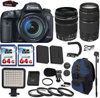 Canon EOS 7D Mark II DSLR + 18-135mm IS STM + 75-300mm 33rd St. Exclusive Kit Includes LED Light + Extra Battery + 2PCS 64GB Class 10 Cards + Case + Monopod + Scorpion Stabilizer + UV Filter