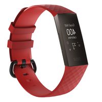 MyFitBands Strap for Fitbit Charge 3 Replacement Sports Band Metal Clasp Red Large
