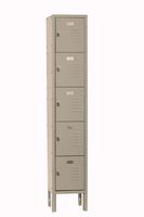 Five Tier Box Locker 12-Inch Wide 5-Feet High 12-Inch Deep Unassembled Metal Locker 5 Doors with Louvers 12W x 12D x 66H Perfect for School, Office, Gym, Garage or Lockers for Employees