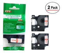 2/Pack LM Tapes - Premium LM-45012 1/2" Red on Clear Compatible Label Maker Tape, Replaces Dymo 45012 D1 Label Tape 12mm