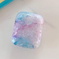 PHEZEN Cover for AirPods Pro Case 2019,AirPods Pro Marble Case Cover,Women Girls Bling Glitter Shell Design Soft TPU Silicone Cover Shockproof Protective AirPods Pro Charging Case,Blue Purple