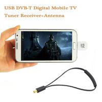 [Digital TV HDTV Stick Tuner Recorder Receiver],Micro USB DVB-T Digital Mobile TV Tuner Receiver+Antenna for Android 4.0-6.0 (White)