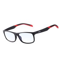 Vseegrs Blue Light Blocking Glasses Anti Eyestrain/Prevent Eye Dryness - Blue Light Shield Computer&Phone Reading/Gaming Glasses- Essential Computer Glasses (Matte Black & Red, Lens Width 42mm)