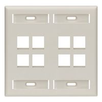 Leviton 42080-8TP 8-Port Dual Gang QuickPort Wallplate with ID Windows, Light Almond