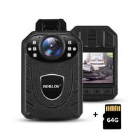 BOBLOV 1296P Body Wearable Camera Support Memory Expand Max 128G Lightweight and Portable Easy to Operate KJ21(Card not Included) (with 64G TF Card)