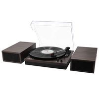 LP&No.1 Retro Belt-Drive Bluetooth Turntable with Separable Stereo Speakers,3 Speed Vinyl Record Player,Dark Brown