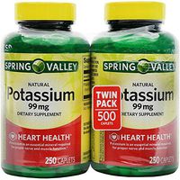 Spring Valley Potassium 99 mg from Potassium Gluconate 595 mg (2 Bottles of 250 Caplets)
