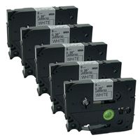 QPMY 5 Pack Black on White Label Tape Compatible for Brother TZ TZe 221 TZ-221 TZe-221 9mm P-Touch 8m 0.35" x 26.2'