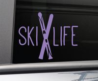 Nashville Decals Ski Life Skiing Skier Vinyl Decal Laptop Car Truck Bumper Window Sticker, 5" x 6.25", Purple