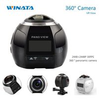 4K 360 Action Camera Panoramic Camera 2448*2448 Ultra HD Panorama 360 Degree Video Cameras Deportiva Wifi Sport Cam Driving VR Camera--Black